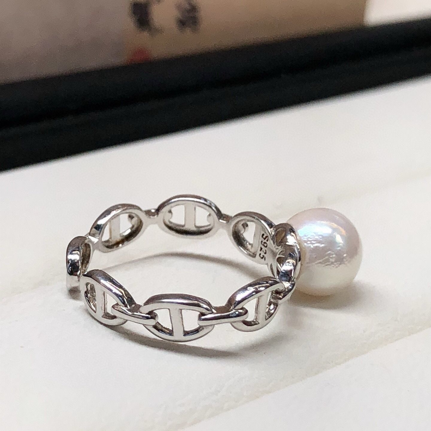 简约海水珍珠猪鼻子戒指时尚高级气质优雅7mm个性小香风详情图16