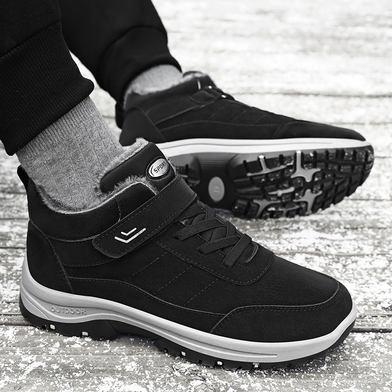 New winter fleece men's shoes, snow boots, high-top outdoor thick-soled casual shoes, cross-border consignment, thickened fleece cotton boots Specification drawing