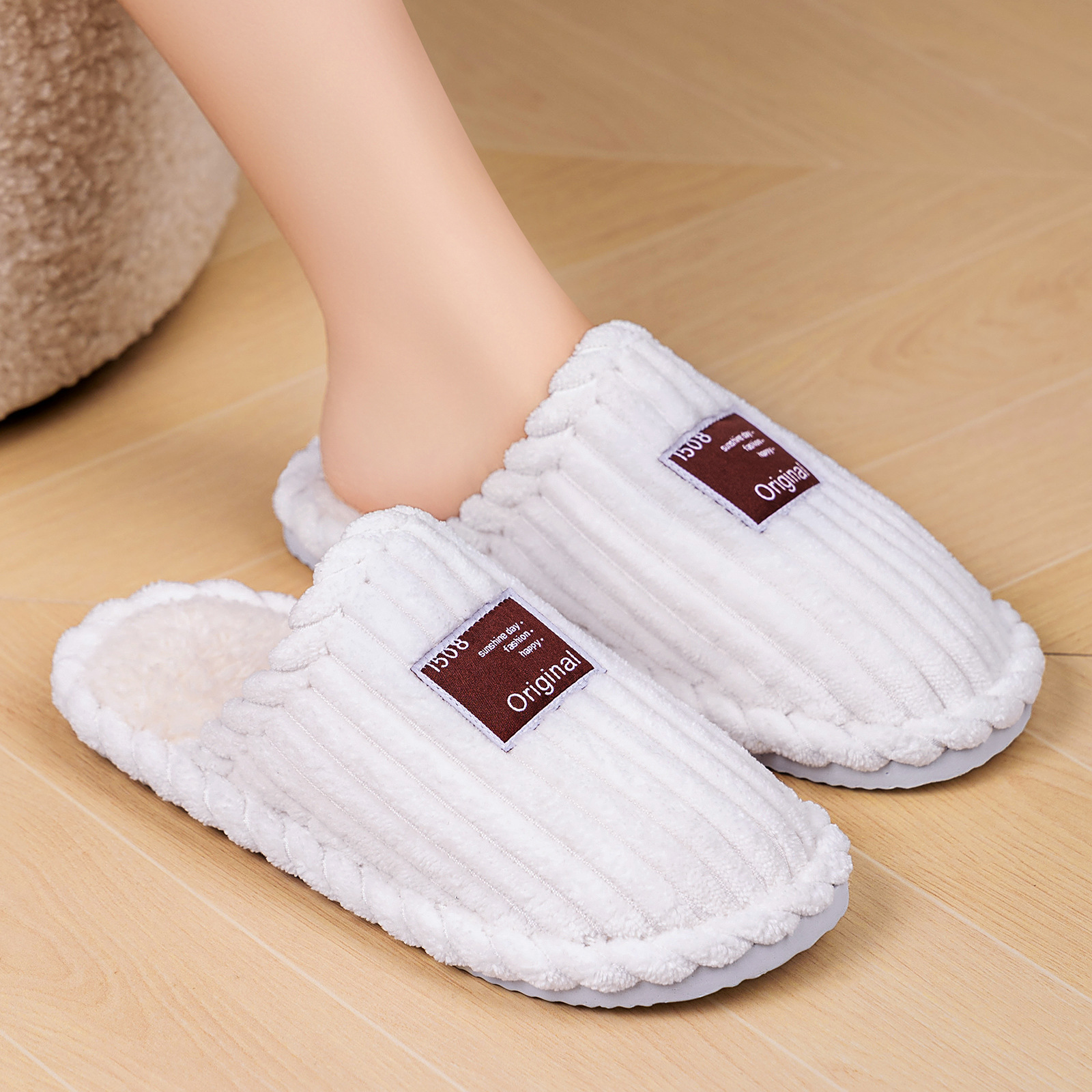 Women's shoes, cotton shoes, winter new style home cotton slippers, cross-border consignment, casual and versatile home slippers, one-step cotton slippers Specification drawing