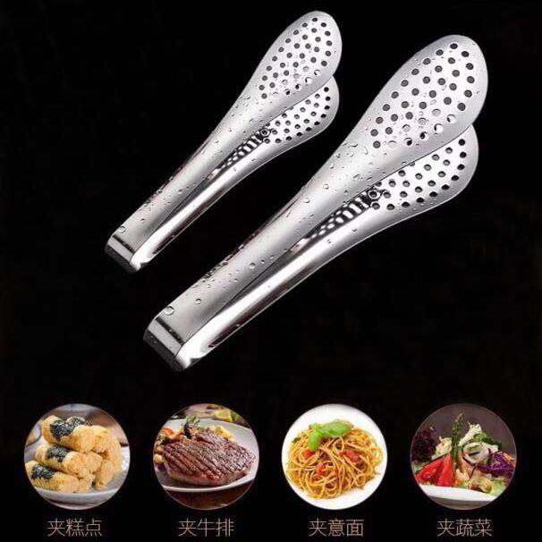 不锈钢红胶精巧夹子食品夹牛排夹食物夹菜肉油炸烤肉家用厨房夹细节图