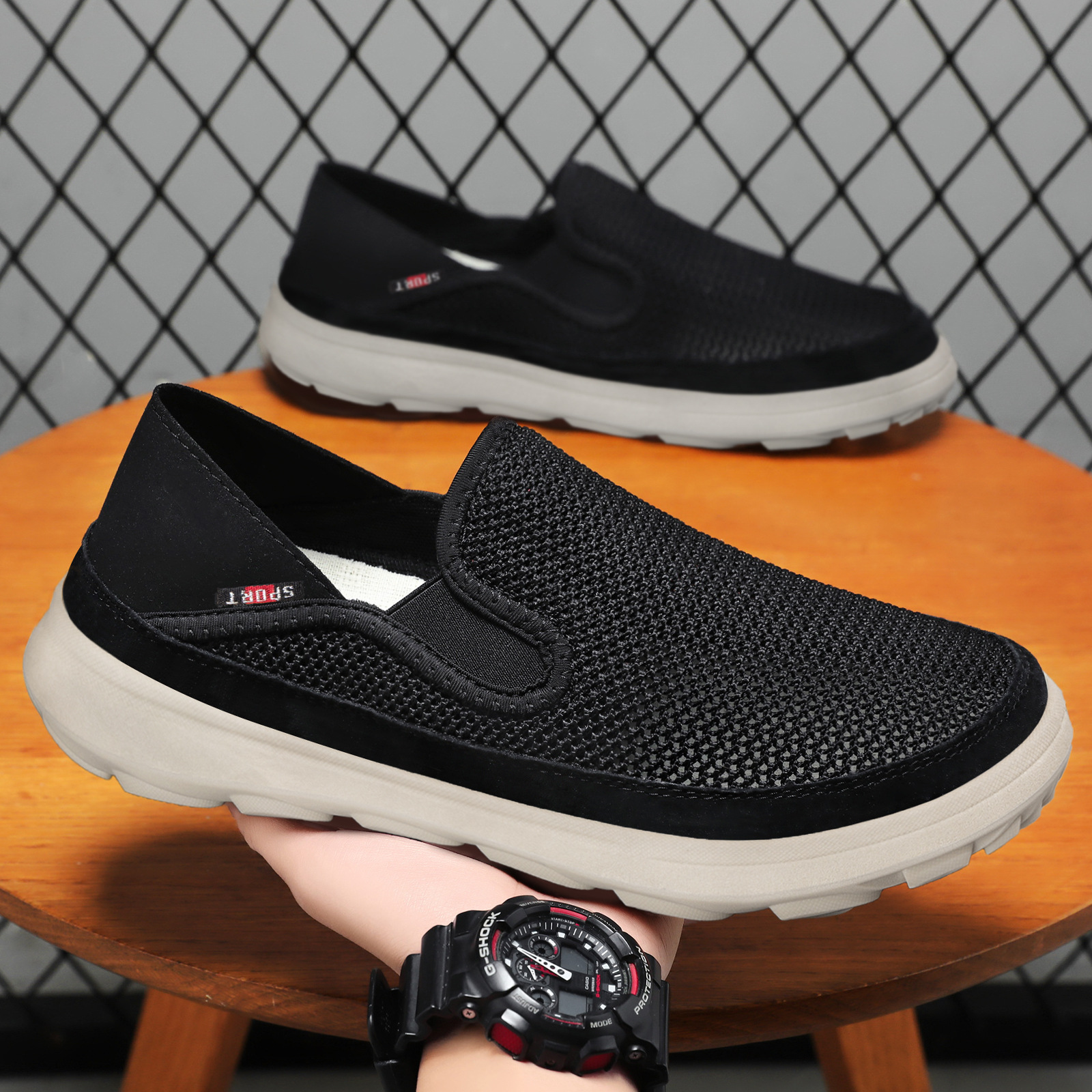 New versatile old Beijing cloth shoes, woven Korean style, breathable and non-smelly feet, casual soft soles, one-step single shoes Specification drawing