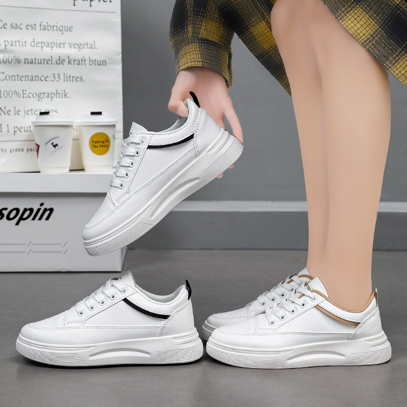 Flat white sneakers for women 2025 Autumn new cross-border versatile and breathable women's shoes, soft-soled ins casual skate shoes Specification drawing