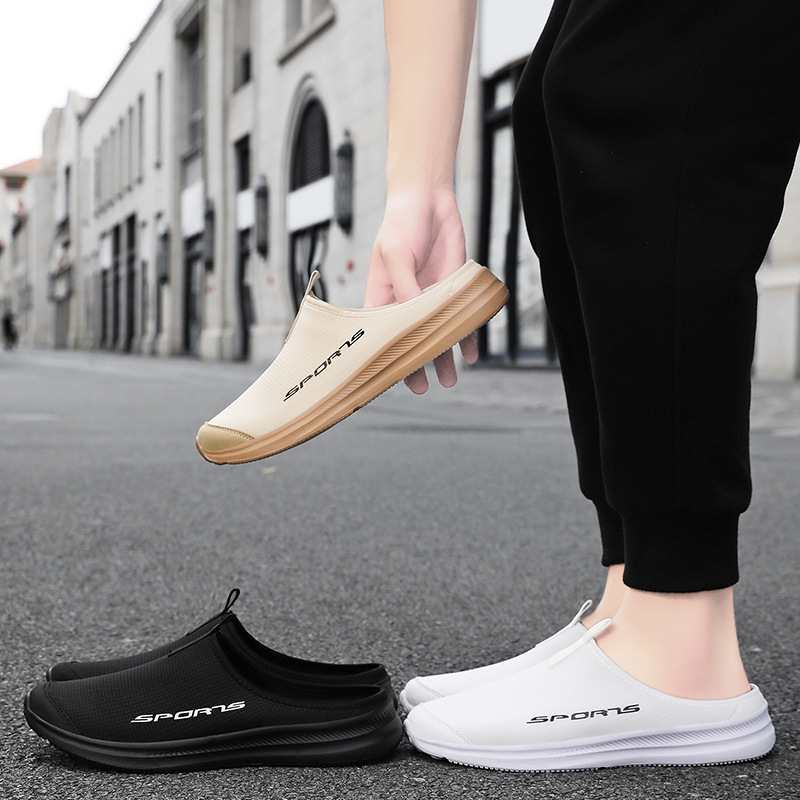 Men's summer new style slippers, breathable, lightweight and casual shoes, cross-border consignment, simple one-step soft-soled half-support shoes Application Scenario