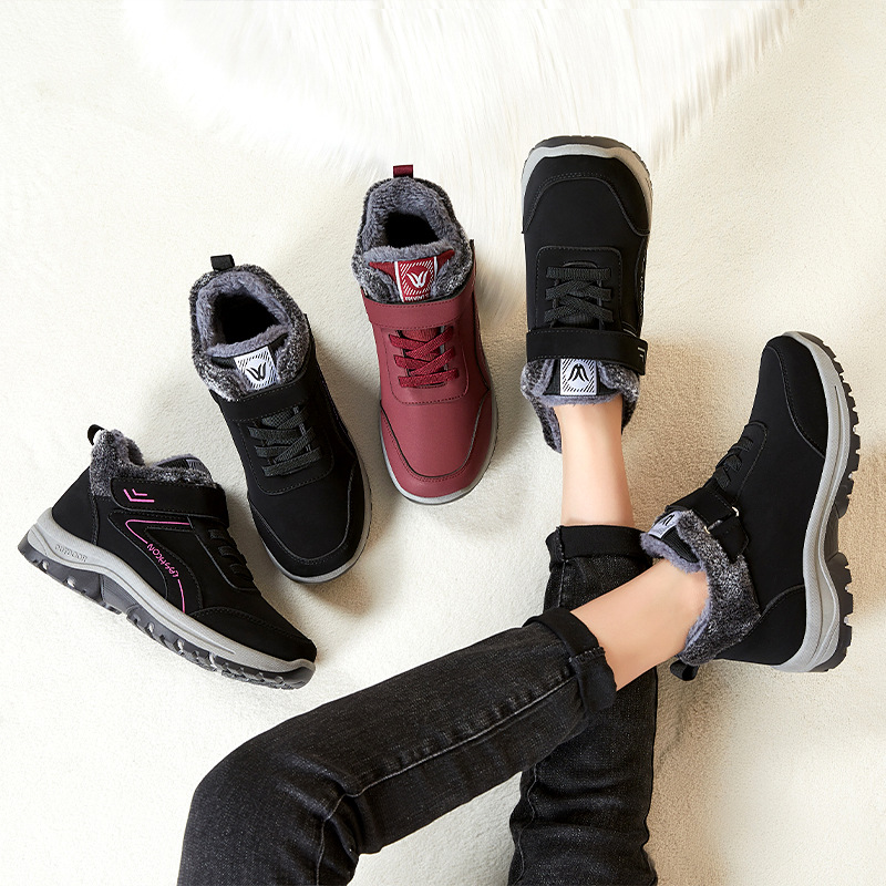 Cotton shoes processing and customization, fleece and thickened cotton boots, women's ankle boots, outdoor hiking soles, walking shoes wholesale, snow boots for women Specification drawing