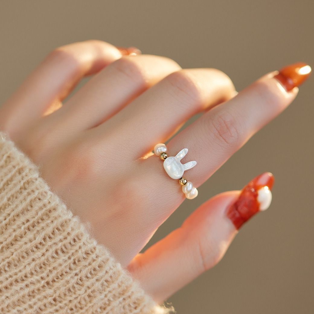 Simple and original design, cute rabbit ring, ring joint tail ring, fashionable jewelry, versatile bestseller ring detail image 2