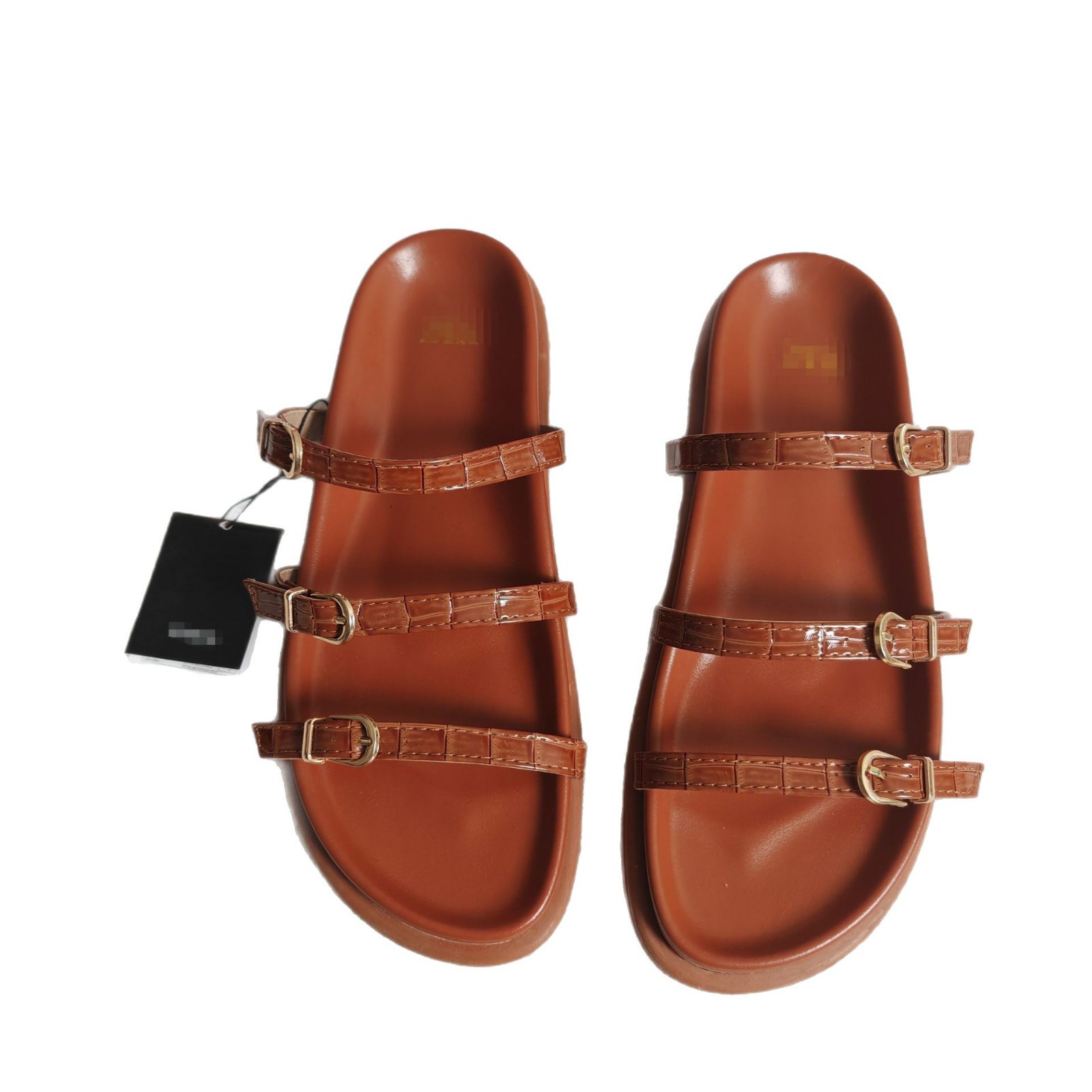 Factory wholesale ZA original order foreign trade new style shoes, three-button slippers, fashionable and versatile thick-soled sandals slippers Item Picture