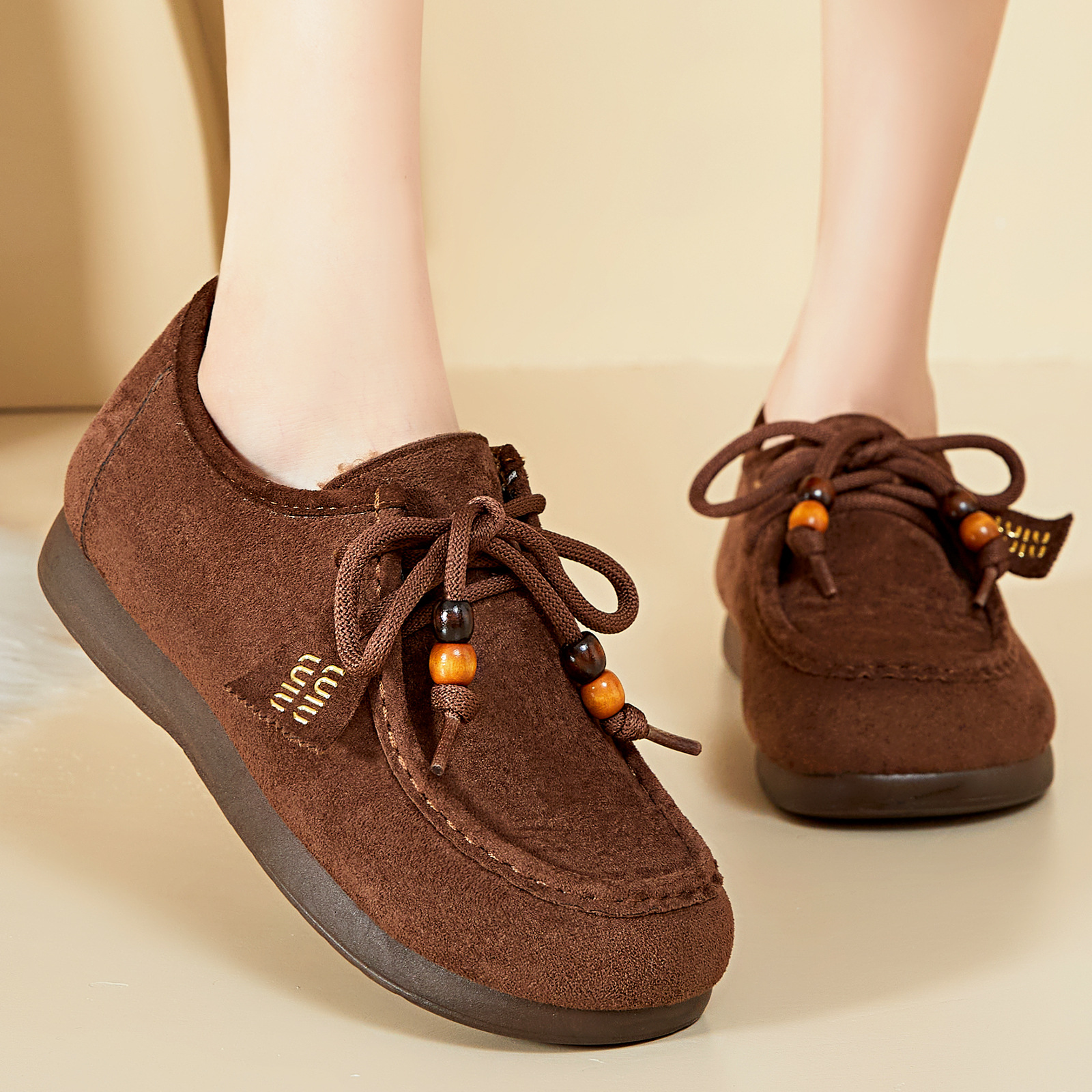 New winter cotton shoes for women, retro Bok kangaroo shoes, lace-up casual shoes, super popular fashionable loafers details Picture