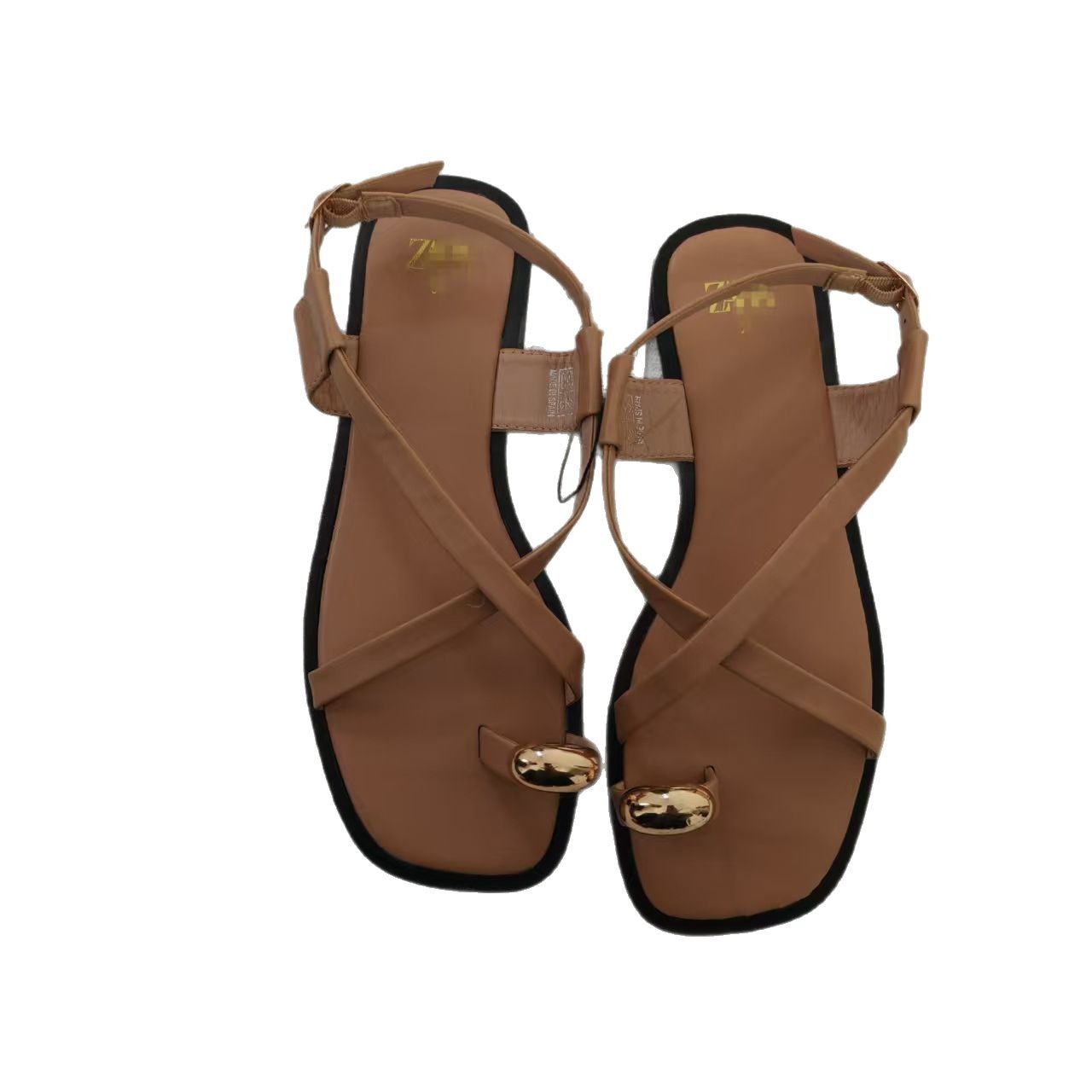 ins Amazon cross-border original single ZAR new flat sandals with cross-lacing design buckle women 's shoes slippers Item Picture
