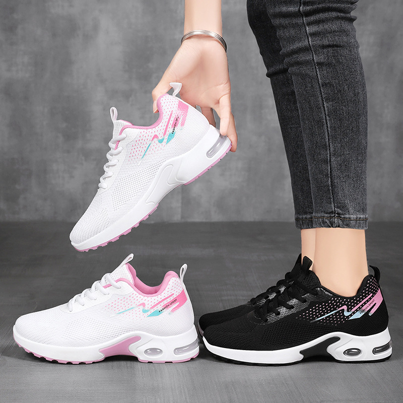 Shoe Women 2025 Spring and Autumn New air-cushioned sports flying woven casual shoes manufacturer Soft sole breathable export breathable shoes for women Application Scenario