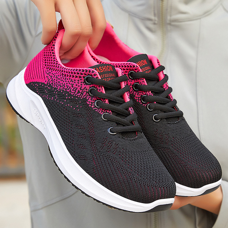 Women's shoes 2025 Autumn new casual sports shoes, cross-border factory breathable flying woven sports shoes, fashionable student shoes details Picture