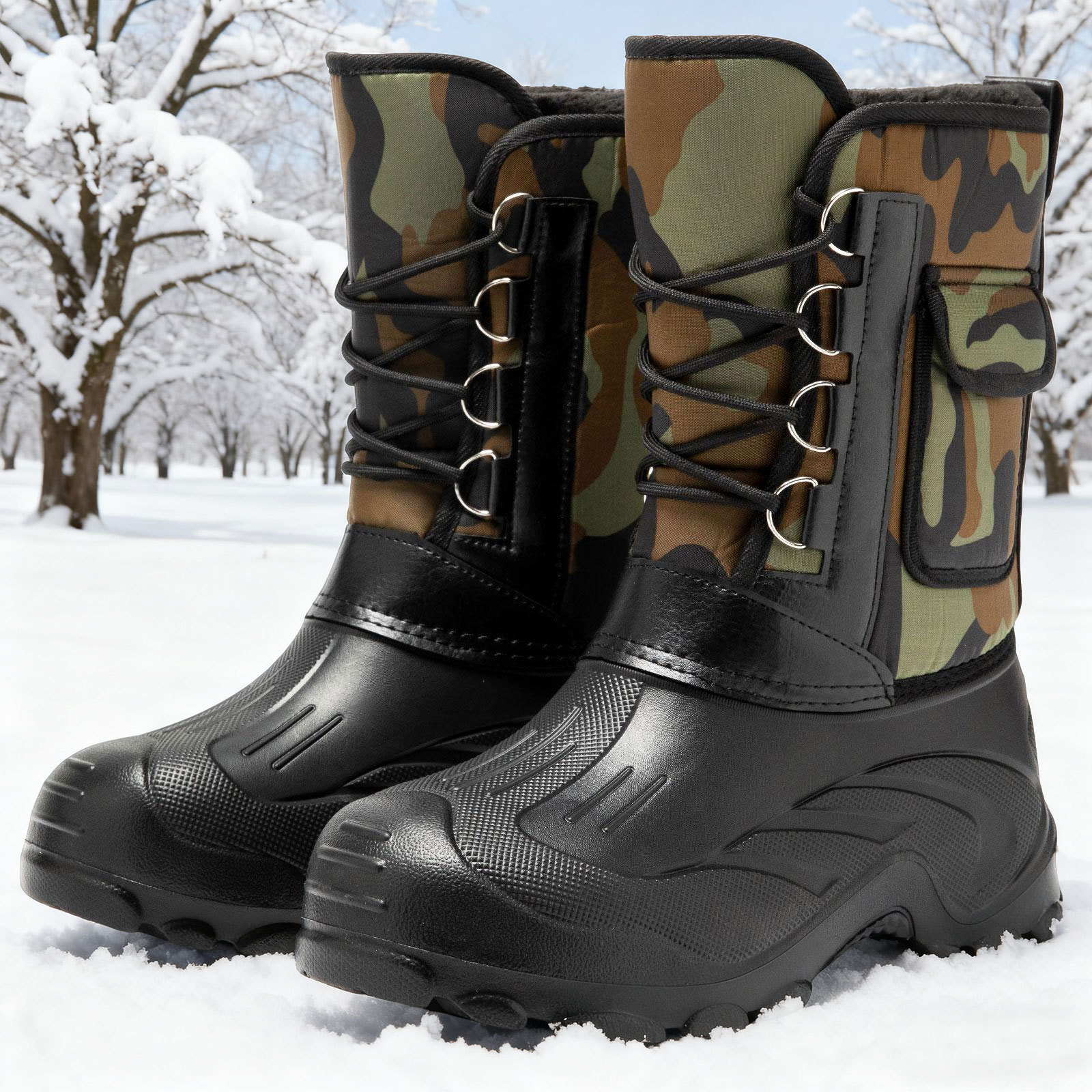 New winter cotton shoes men's high-top snow boots with added fleece and thickening, waterproof and anti-slip, one-foot cotton boots cross-border consignment full figure