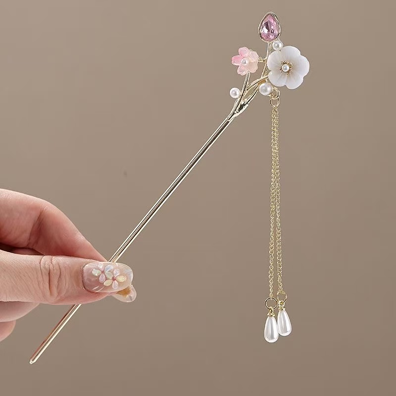 Chinese-style new Chinese-style hairpins, imitation jade hairpins, Song Dynasty headwear, flower hairpins, women's styles Specification image