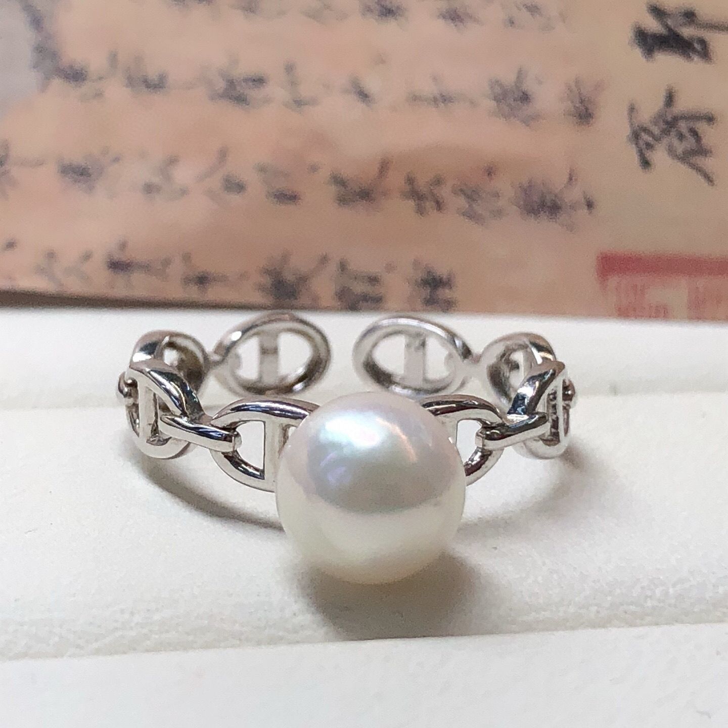 简约海水珍珠猪鼻子戒指时尚高级气质优雅7mm个性小香风详情图15