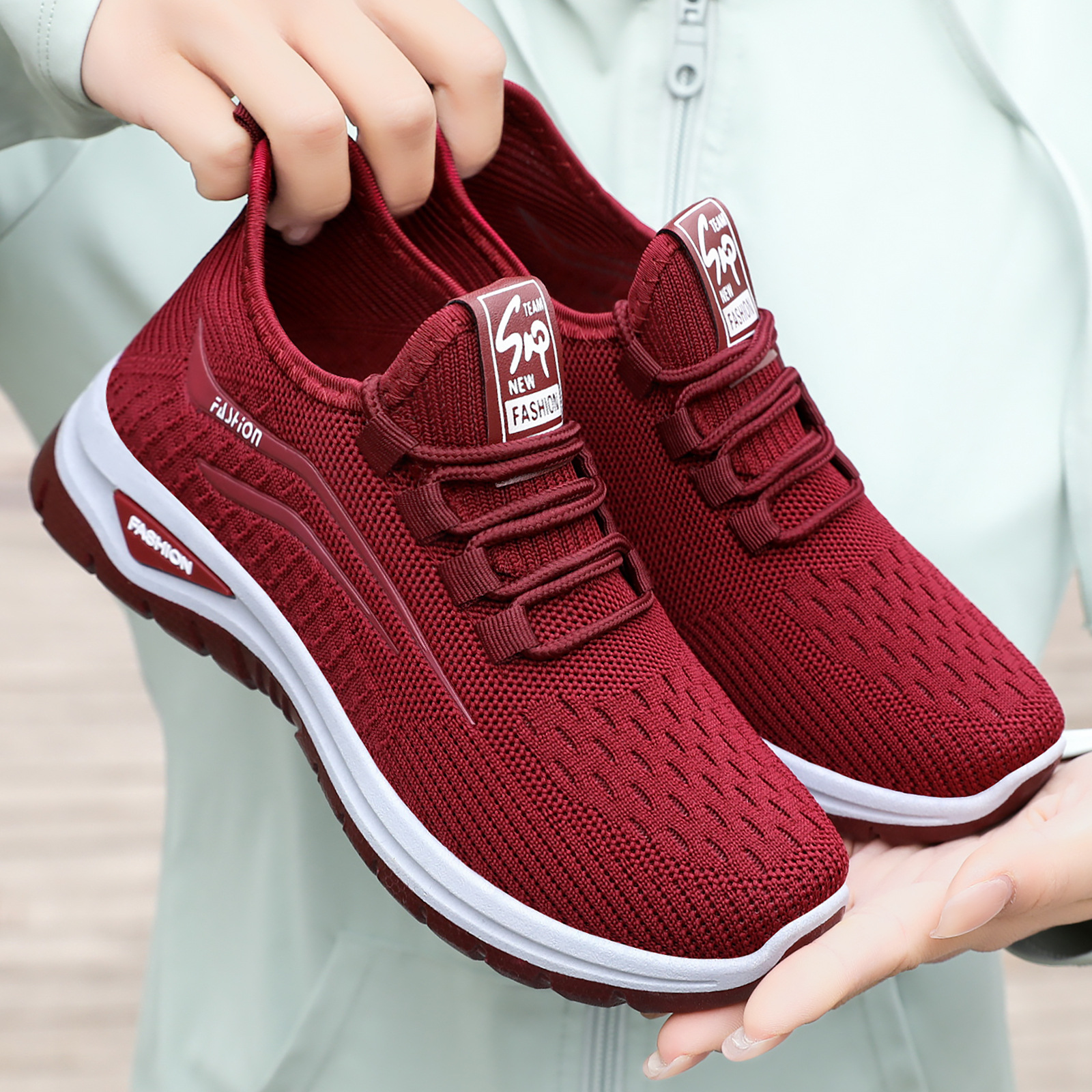 Women's summer breathable casual single shoes, cross-border woven lace-up women's shoes, soft-soled and non-tiring running shoes details Picture