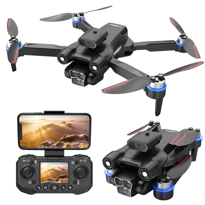 FOOZAC high-definition drone with altitude holding mode, WiFi FPV (dual-lens with dual-lens switching function), remote control adjustment function for lenses, and obstacle avoidance on all four sides Item Picture