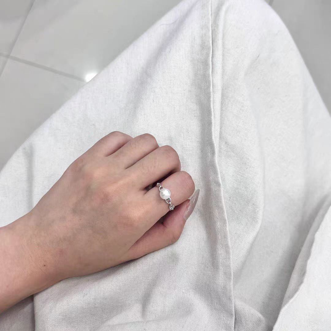 简约海水珍珠猪鼻子戒指时尚高级气质优雅7mm个性小香风详情图11