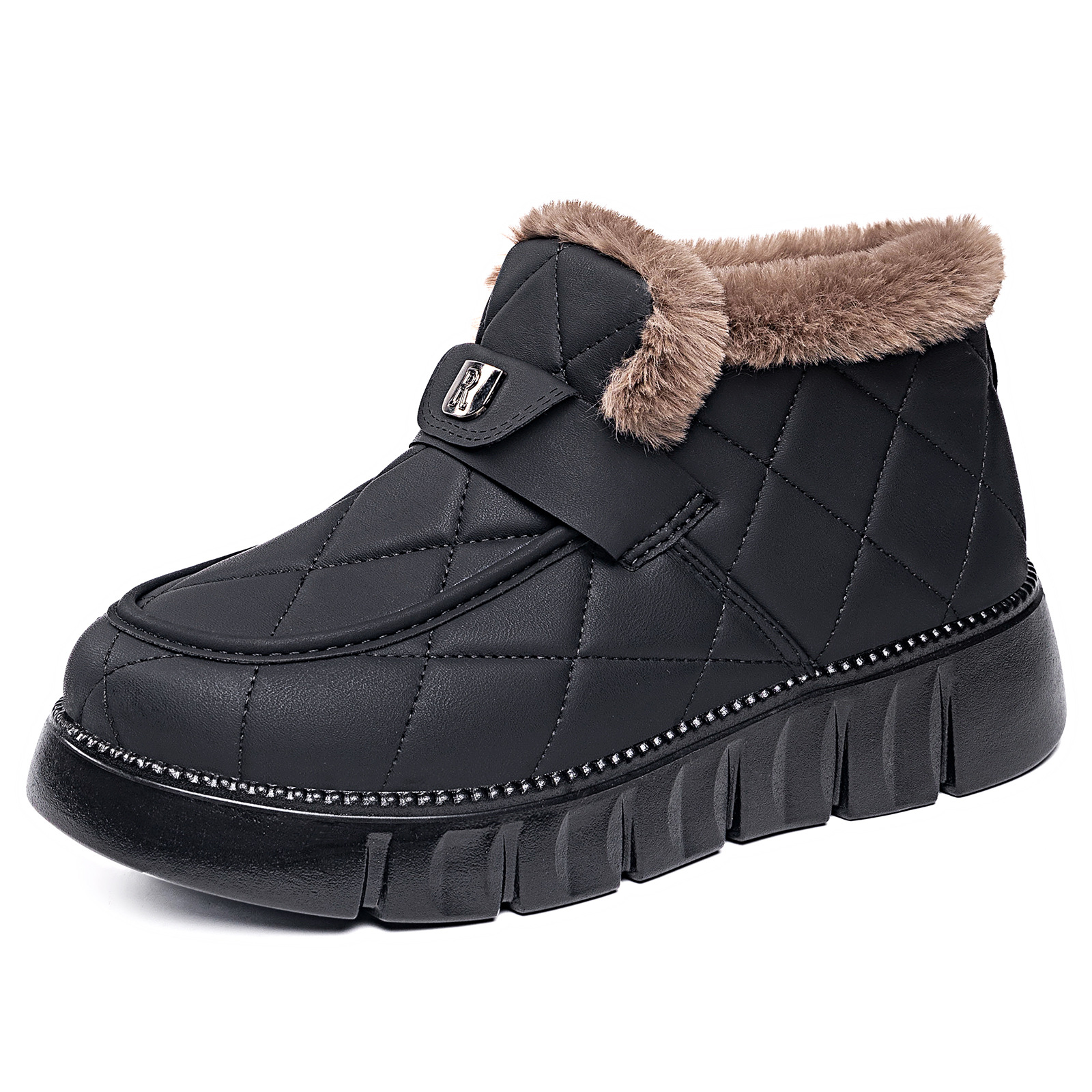 Women's winter outerwear cotton shoes, Korean-style fashionable thick-soled snow boots, thick fleece height-increasing cotton boots, comfortable to wear with one foot Item Picture