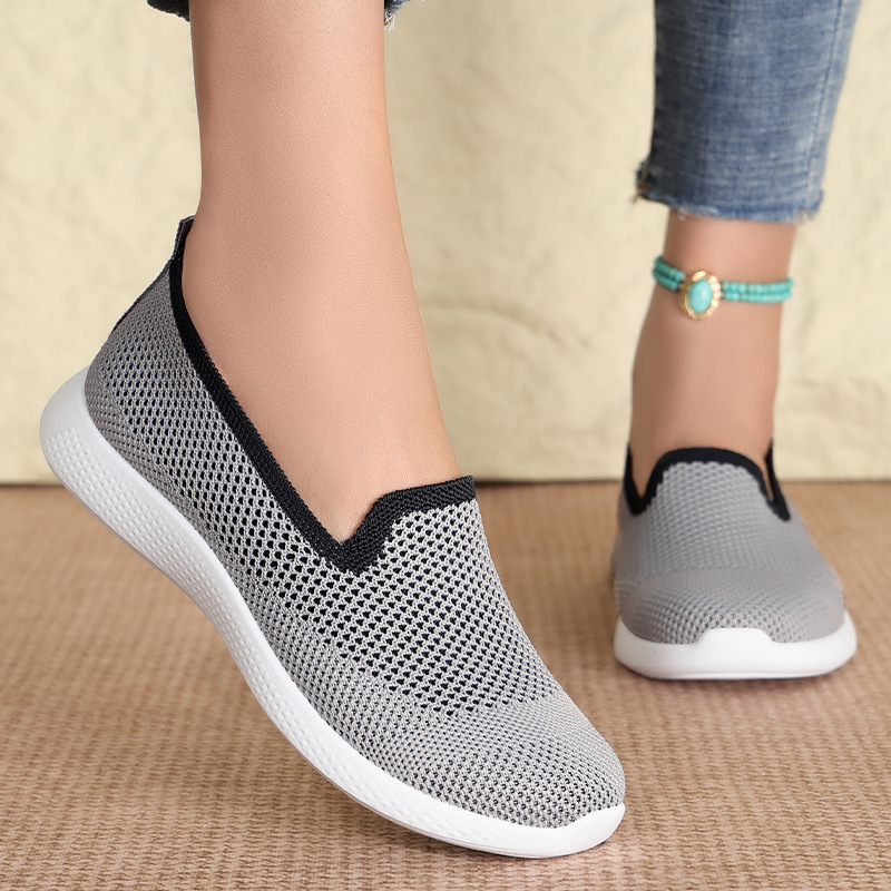 Women's autumn new style versatile soft-soled single-foot shoes, wholesale women's shoes for export, mesh shoes, breathable mom shoes Specification drawing