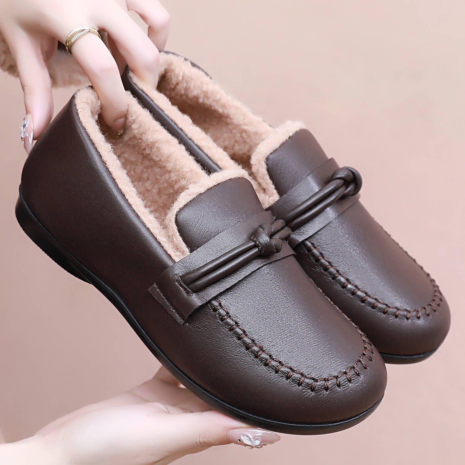 New women's winter cotton boots, anti-slip and waterproof one-foot cotton shoes, cross-border consignment, fashionable and versatile casual cotton shoes details Picture