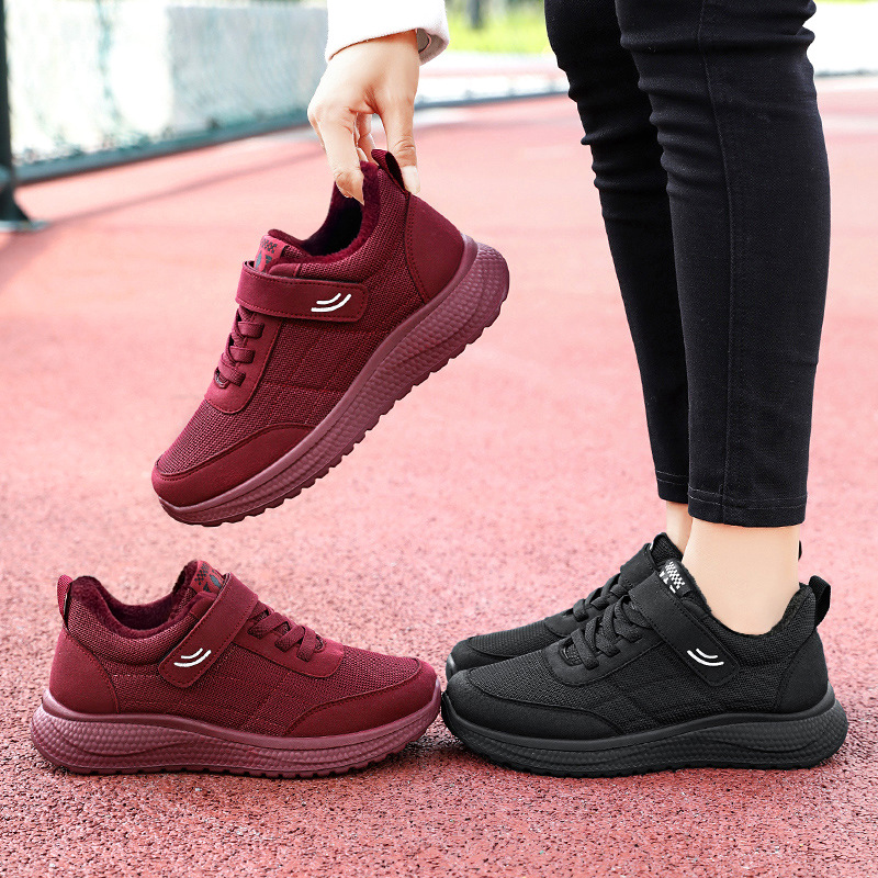 Winter new women's shoes, cotton shoes, fleece and thickened snow boots, casual couple walking shoes, Velcro mom shoes, cotton boots Specification drawing