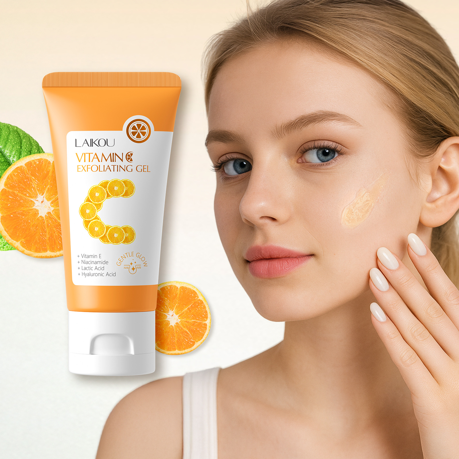 Cross-border LAIKOU Vitamin C Exfoliating Gel 50g Facial and Body Cleansing Exfoliating Gel English export full figure