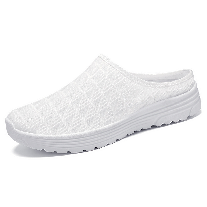 Women's summer casual shoes, cross-border large-sized breathable half-slippers, fashionable and versatile women's single shoes, toe cap, one-foot slipper Item Picture