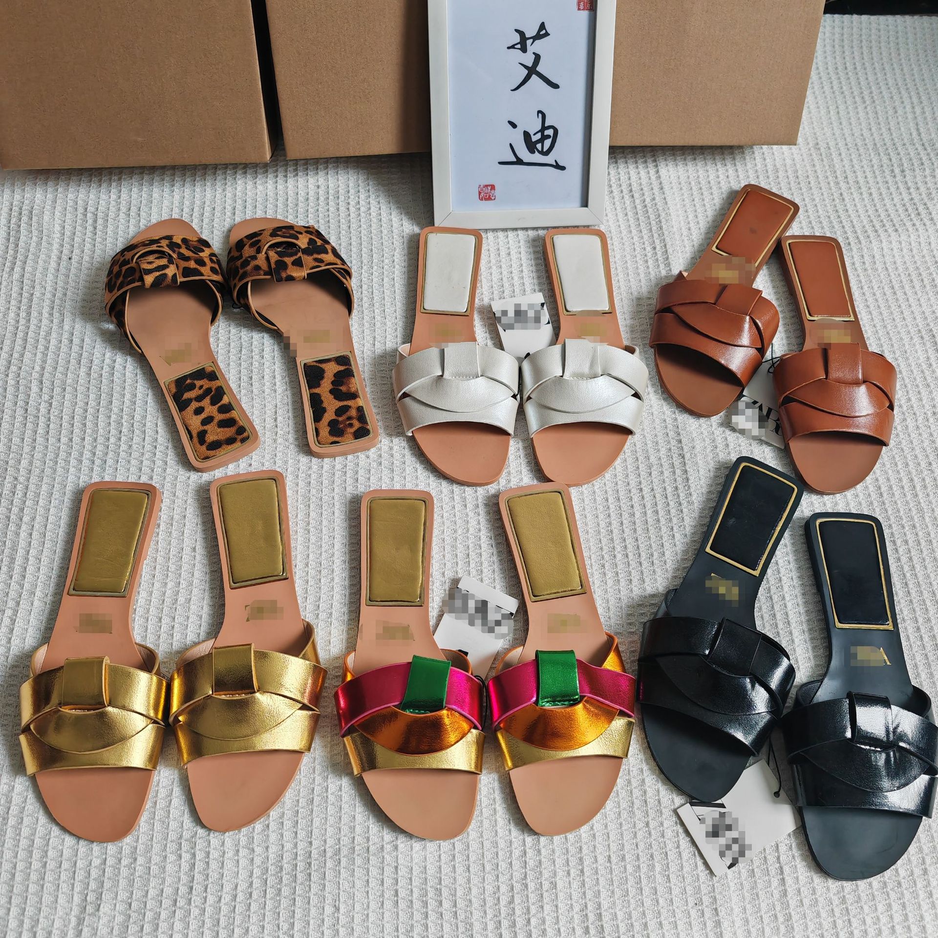 International Station Foreign trade European and American new ZAR original single-heel women's flat slippers slipper for daily wear full figure