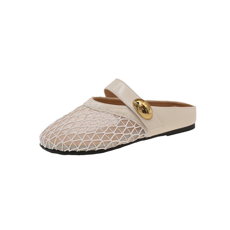 Thick-soled, flip-top, half-slipper for women in summer, 2025 new style, one-step pair with skirt, mesh single shoe, fisherman's cool slippers Item Picture
