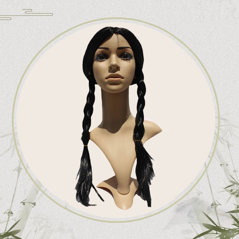 Party braided wig cosplay black double braided female anime color full head wig customization detail image 6