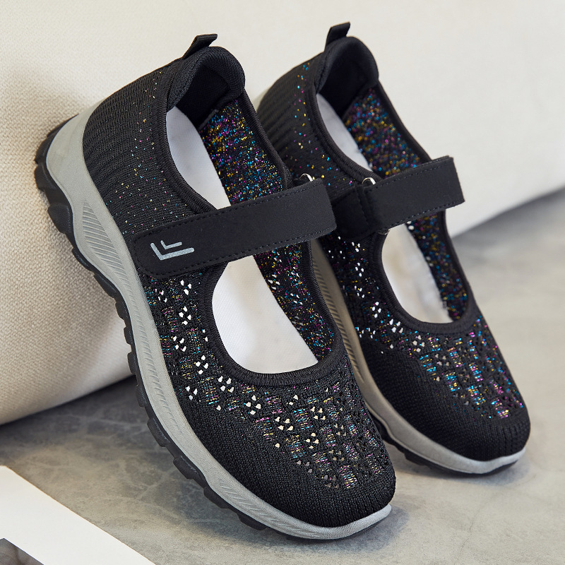 Mom Shoes 2025 Summer New Style Mesh shoes, Beijing cloth shoes for women, walking shoes for the middle-aged and elderly, soft-soled shoes for the senior details Picture