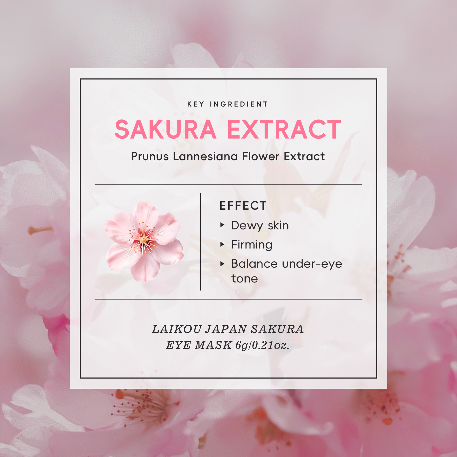 Cross-border LAIKOU Cherry Blossom Single Eye Mask 6g/ Hydrating, Moisturizing and caring for the skin around the eyes, in stock Application Scenario