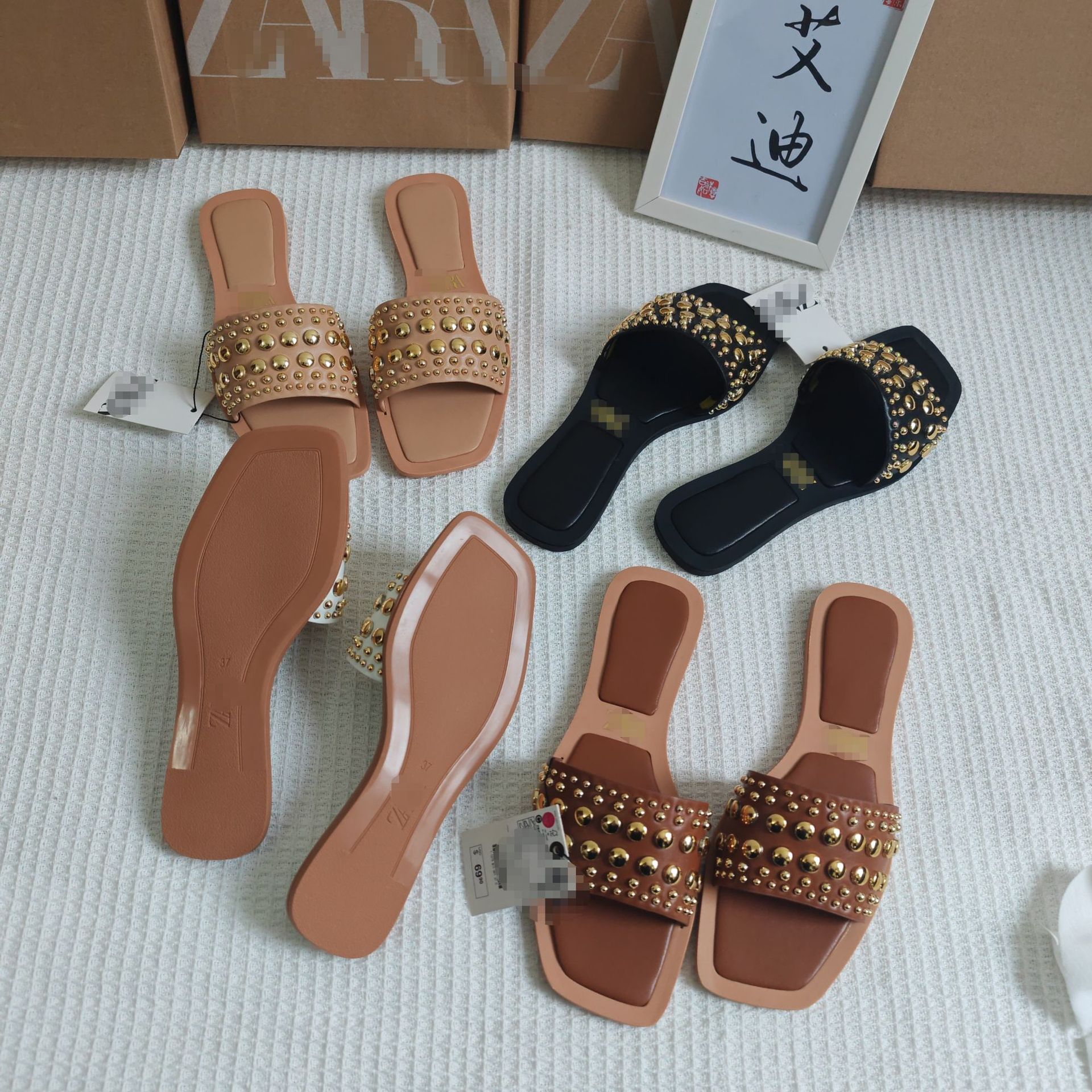 New ZAR flat sandals for women in large sizes in Europe and America /slippers details Picture
