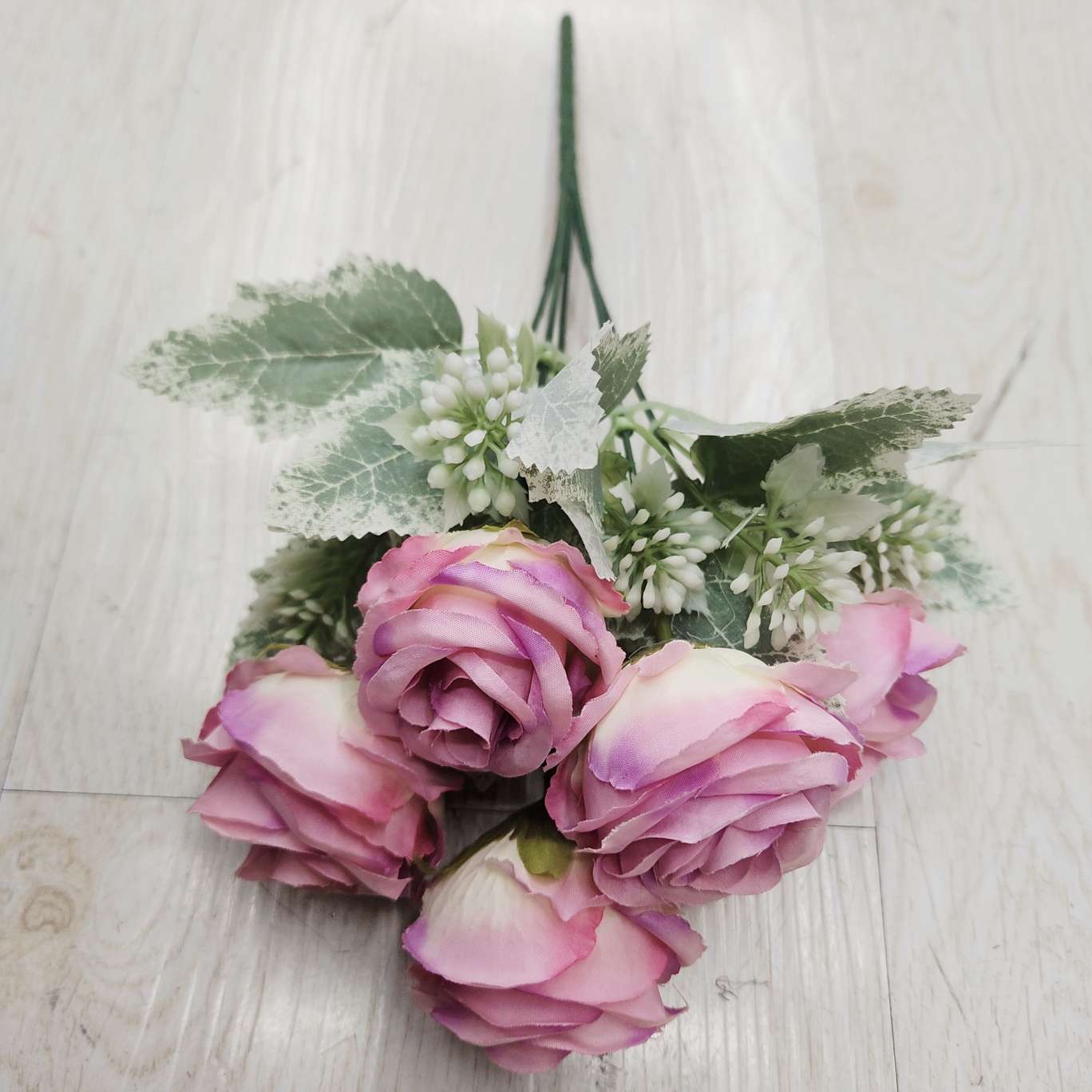 5-head diamond rose office simulation garden rose stem bouquet decoration detail image 5
