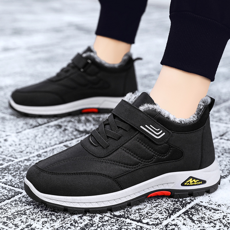 Cotton shoes 2025 Winter new style walking shoes, warm Velcro hiking shoes, cross-border fleece and thickened snow boots for men Specification drawing