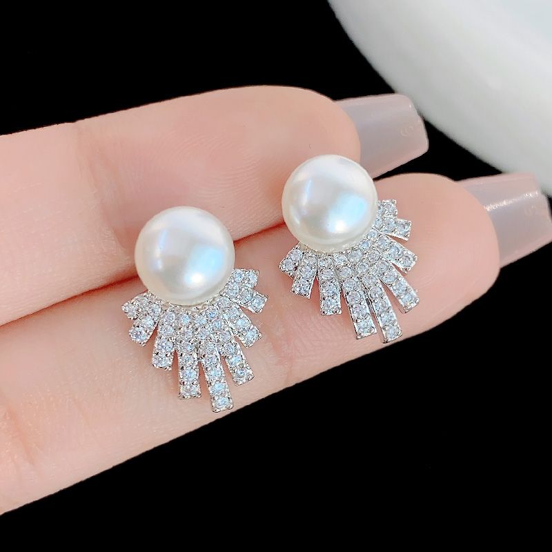 天然淡水珍珠耳钉新款耳环复古款满钻气质简约小众设计感耳饰珍珠项链首饰项链详情图2