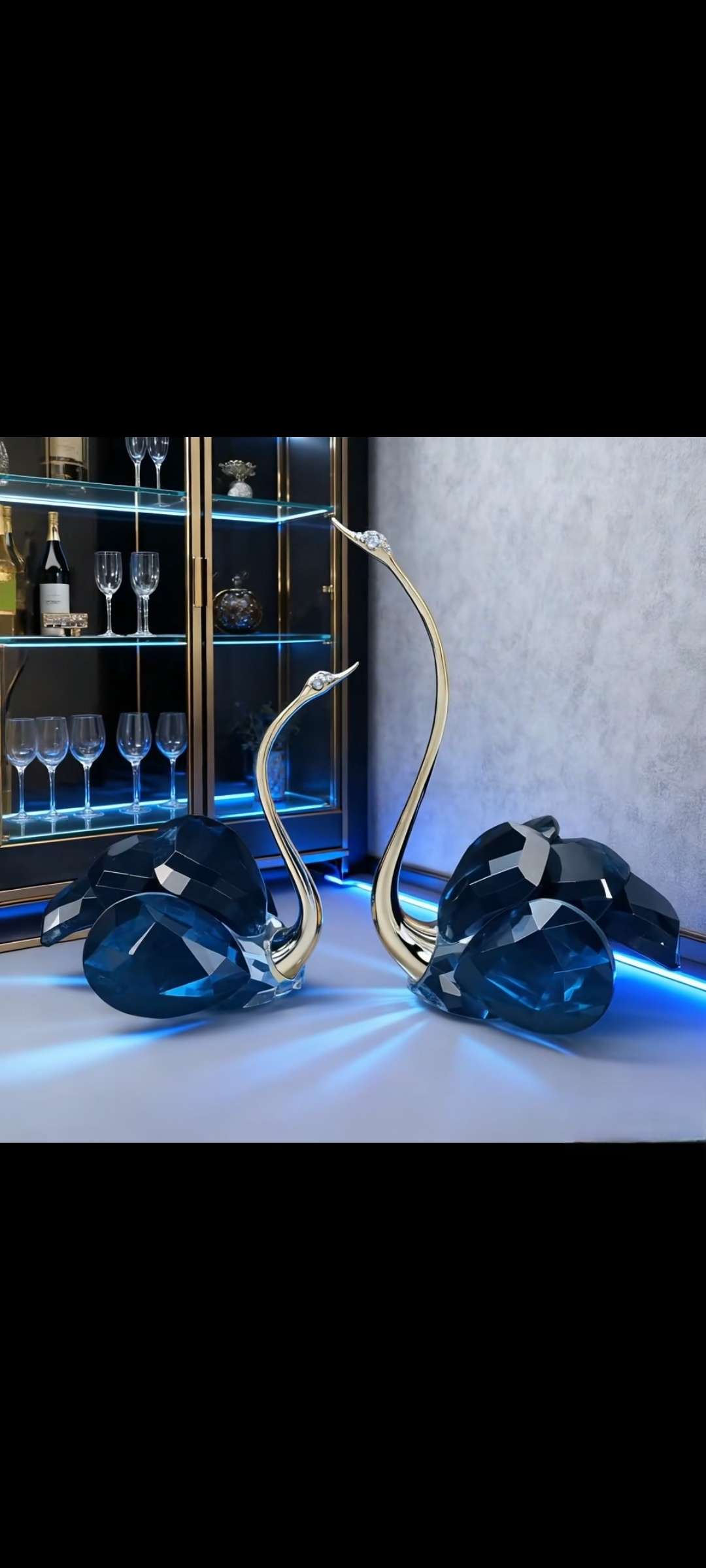 水晶工艺品礼品摆件水晶天鹅玻璃工艺品装饰品创意家居摆设酒店卧室摆件