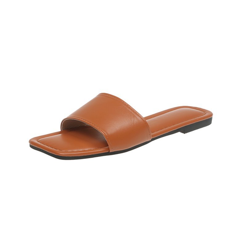 Flat slippers for women to wear outside in summer 2025 new style, square-toed one-piece flip-flops for export, large-sized cool slippers factory wholesale Item Picture