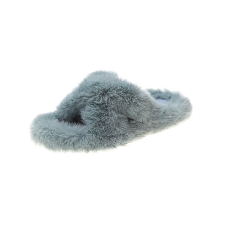Wholesale of 2025 new style Korean cross-fleece slippers for women's outerwear, fashionable flat one-line slippers Item Picture