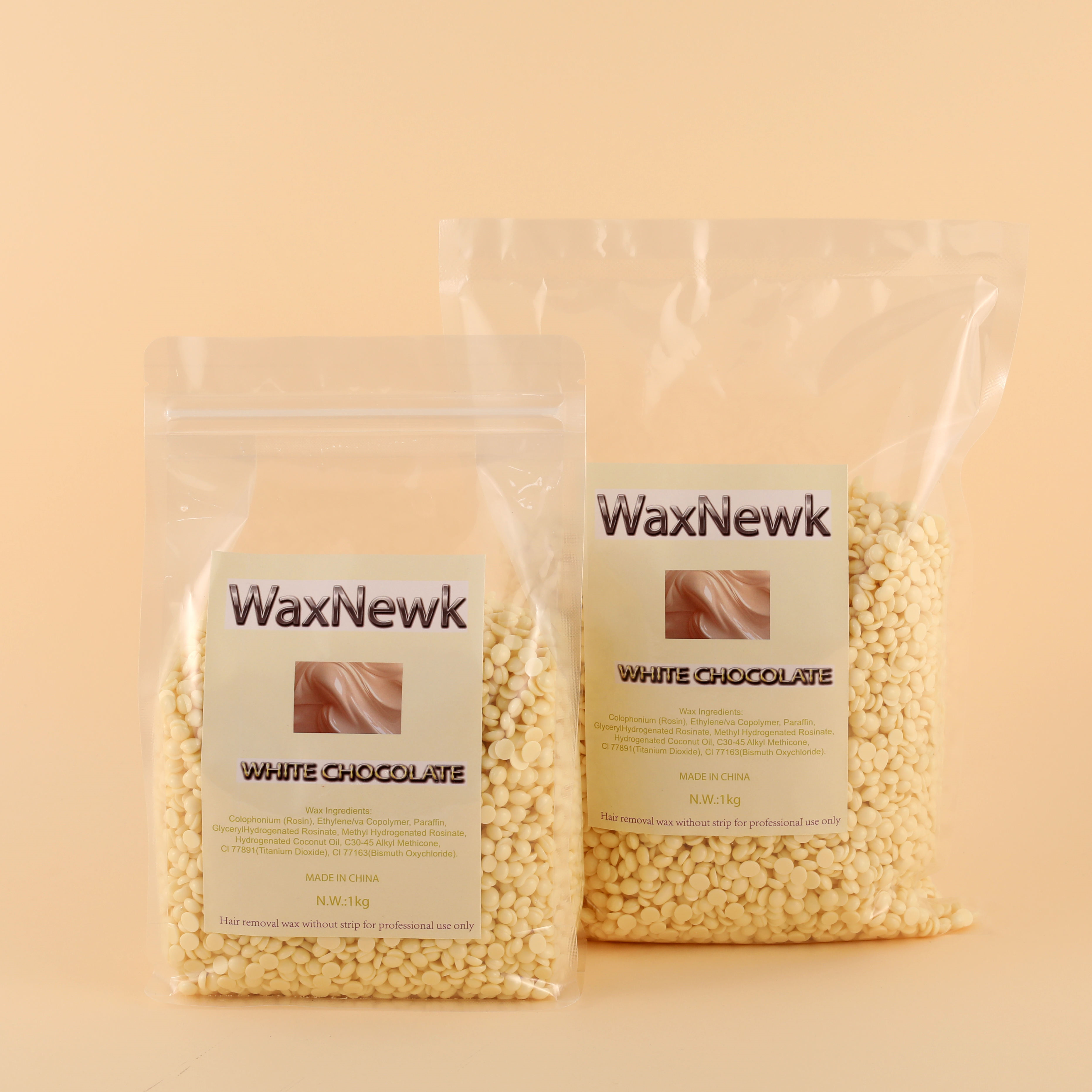 外贸专供WaxNewK 脱毛蜡豆1kg奶油免纸固体袋装硬蜡depilatory脱毛蜡wax脱毛豆美容院质量