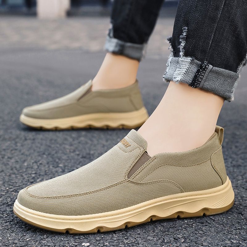 Men's autumn new style single shoes, British-style bean shoes, canvas shoes, Korean-style dad shoes, casual shoes on one foot full figure