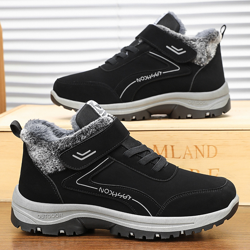 New winter cotton boots for men: fleece and thickened cross-border cold-resistant ankle boots, casual walking shoes, and warm snow boots details Picture