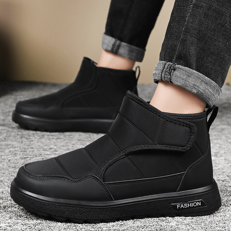 Men's shoes, winter cotton boots with added fleece and thickened fabric, new fleece lining outdoor one-foot casual walking snow boots Specification drawing
