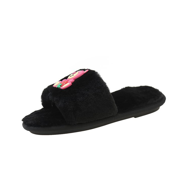 Cute, cute, flat and lightweight 2025 autumn and winter furry slippers for women to wear outdoors at home Item Picture