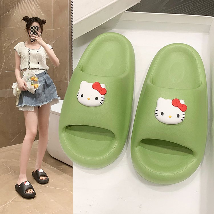 ins cute little cat girls' thick-soled slip-feeling slippers for home use, soft-soled cool slippers for indoor bathroom bathing Specification drawing