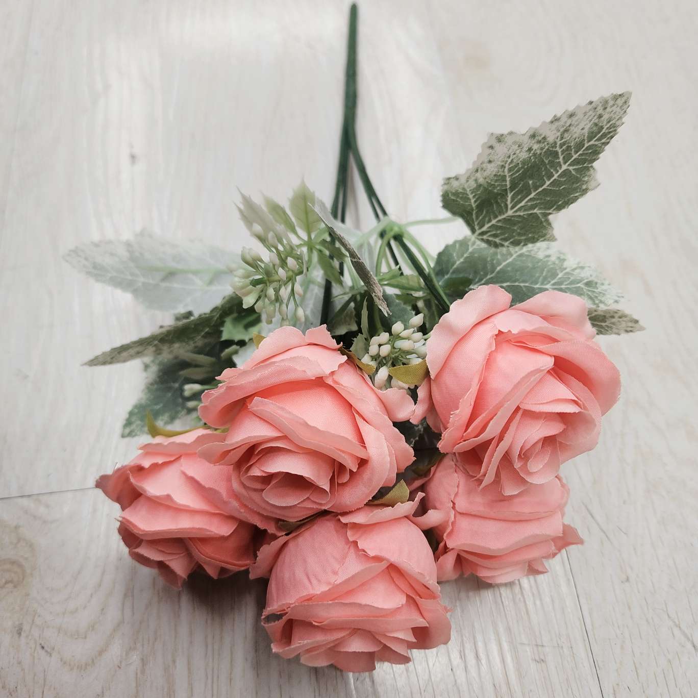 5-head diamond rose office simulation garden rose stem bouquet decoration detail image 8