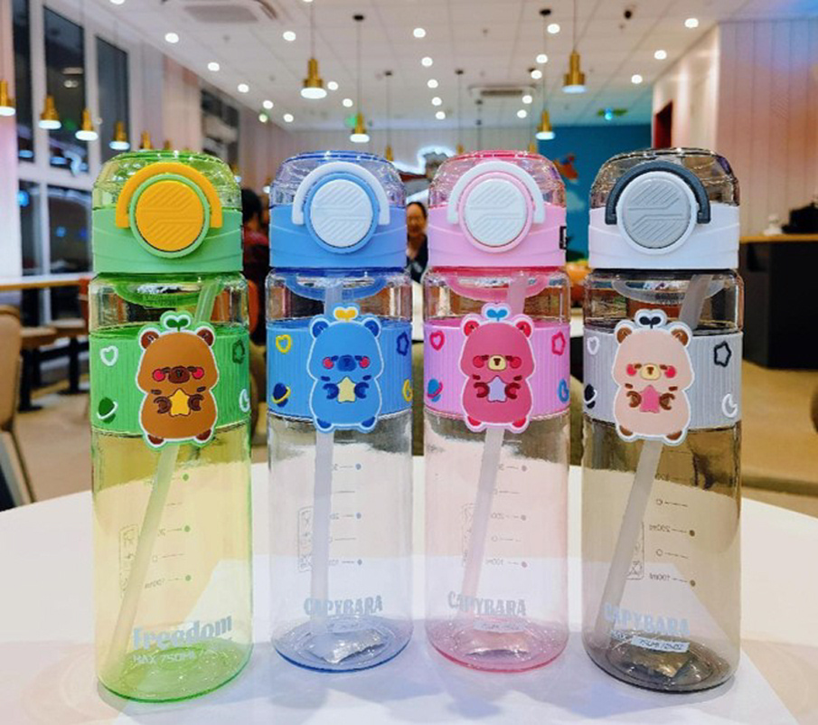 「卡通小熊吸管水杯 可爱萌趣便携杯 学生党少女心高颜值大容量随手杯」详情2