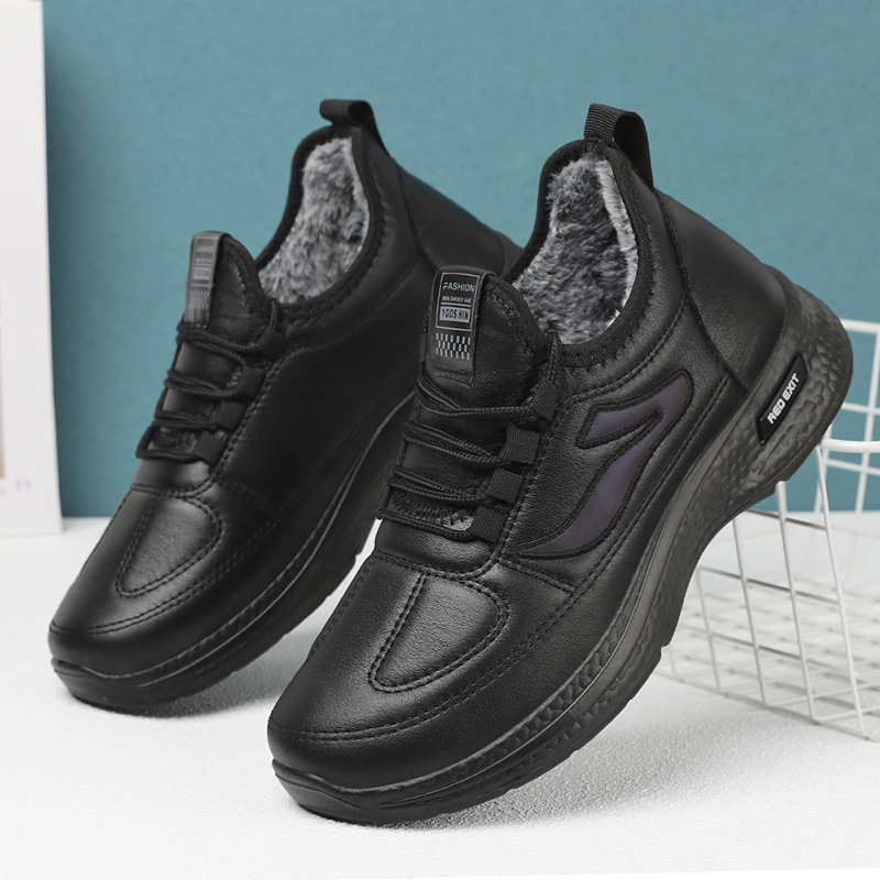 Men's autumn and winter casual cotton shoes, short boots with fleece and thickened warmth, polyurethane cotton shoes, soft soles, foreign trade cotton boots details Picture