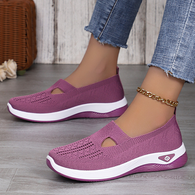 New breathable and comfortable single shoes for women, middle-aged and elderly people, factory direct sales. Soft-soled casual one-step mesh mom shoes Specification drawing