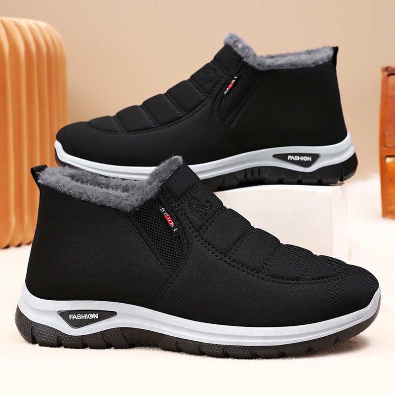 Snow boots Men 2024 New cross-border temu cotton shoes, one-foot fleece and thickened dad shoes, winter cotton shoes full figure