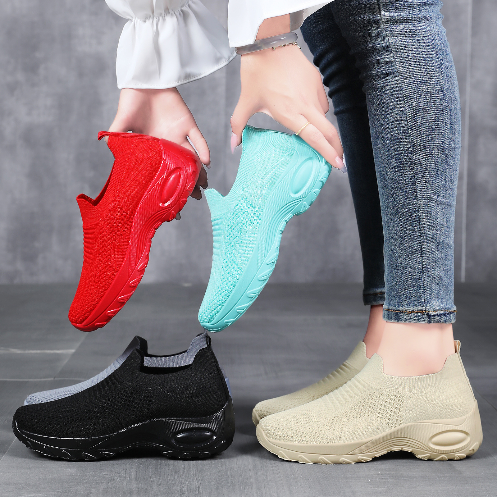 New breathable and versatile women's shoes, fei-woven single shoes, lazy shoes that can be worn on one foot, soft-soled and not tiring to the feet, cross-border casual shoes Application Scenario